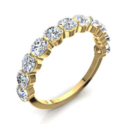 Demi-alliance 11 diamants naturels ronds 1.30 carat or jaune Martina